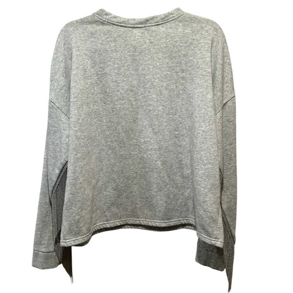 H&M Gray Ball Chain Fringe Sweatshirt NWOT Size M - Picture 4 of 9